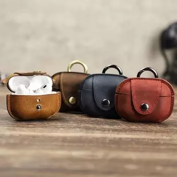 Защитный чехол ручной работы из натуральной кожи для AirPods Pro 2 Airpods pro2 светло-коричневого