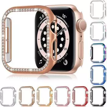 Защитный чехол с алмазным бампером для Apple Watch серии Ultra 8 7 6 SE 5 4 3 21 38 мм 42 мм, чехлы для Iwatch 49 мм 40 мм 44 мм, аксессуары для часов 42mm Series 3 2 1 золотой
