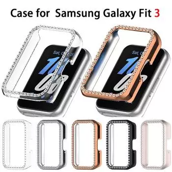 Защитный чехол с бриллиантами для Samsung Galaxy Fit 3, защитная полая крышка для ПК, чехол для Galaxy Fit3, модные аксессуары For Galaxy Fit 3 серебряный