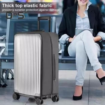 Защитный чехол с гладкой застежкой-молнией, утолщенная эластичная ткань, водонепроницаемый чехол для багажника 20/24/28/30 дюймов, ударопрочный защитный чехол для багажа 20Inch чёрный