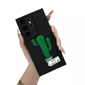 Защитный чехол с изображением кактуса для Samsung S23A55 - противоударный дизайн с полным объективом Samsung A15 чёрный