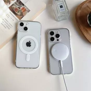 Защитный чехол с магнитной присоской для Apple 15Promax MagSafe — прозрачный, с защитой от падения и подушкой безопасности. iPhone 12 прозрачный