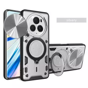 Защитный чехол с металлическим кольцом для камеры Honor Magic 6 Pro Magic6 Lite Honor X9B X9A, гибридный вращающийся держатель-держатель For Magic 6 Pro чёрный