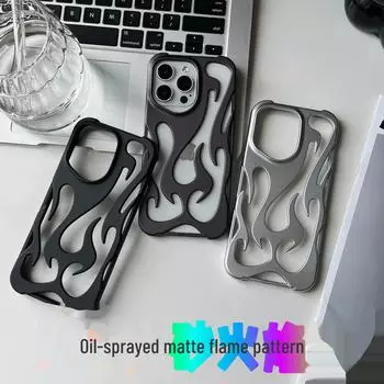 Защитный чехол с рисунком полого пламени, рассеивающий тепло, для iPhone 16 Pro Max, 14 и 13 - Защита от падения iPhone 16 Pro Max