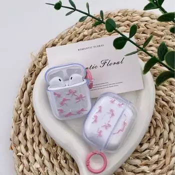 Защитный чехол с розовым бантом для Apple AirPods Pro (2-е поколение, 2022 г.) Airpods 4th generation розовый
