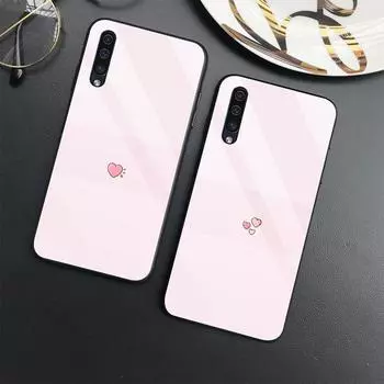 Защитный чехол с сердечком для Samsung Galaxy A52 A71 A72 A73 A53, стеклянный чехол для Samsung A13 5g A03 A22 A21s A03 Core A42 A70 For Samsung A53 5G