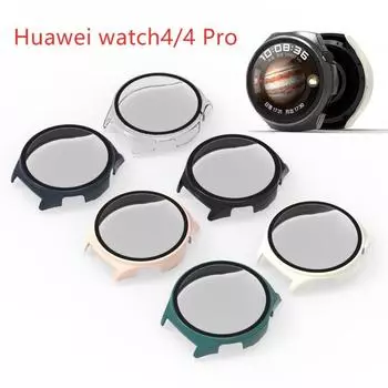 Защитный чехол с твердым краем для Huawei Watch4 Pro, защитный чехол из закаленной пленки для Huawei Watch 4, аксессуары hauwei watch4 Pro чистый