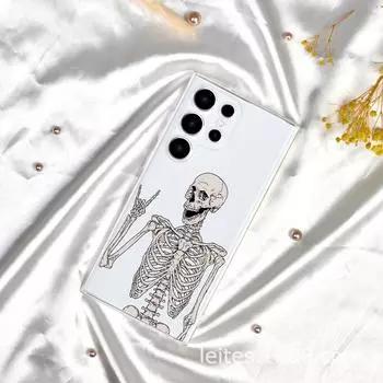 Защитный чехол с забавным черепом для Samsung S23A55 Samsung S21 прозрачный