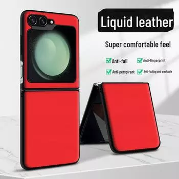 Защитный чехол Samsung ZFlip6 Liquid Leather Anti Fall. Цельный дизайн. Противообрастающее покрытие. Samsung Z Flip 6 вишня розовый