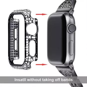 Защитный чехол со стразами, противоударный, ударопрочный, простой в установке, защитный чехол для экрана часов Apple Watch 41mm золотистый