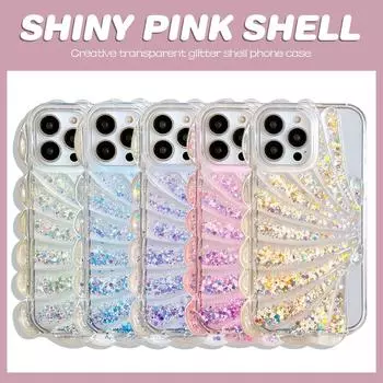 «Защитный чехол Summer Shell Luminous Glitter Powder Drop Glue для iPhone 13/14/15 Pro Max» iPhone 12 фиолетовый