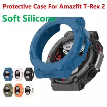 Защитный чехол TPU для умных часов Amazfit T Rex 2, силиконовый защитный чехол-бампер, аксессуары Huami TRex 2 For Amazfit T-Rex2 синий