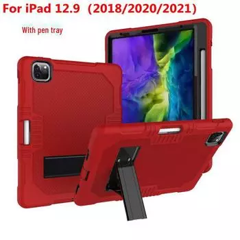 Защитный чехол «три в одном» для iPad Pro 12.9 (2021) с подставкой и стилусом, в комплекте и с защитой от трех повреждений. iPad 12.9 (2018/2020/2021) with pen slot розового золота