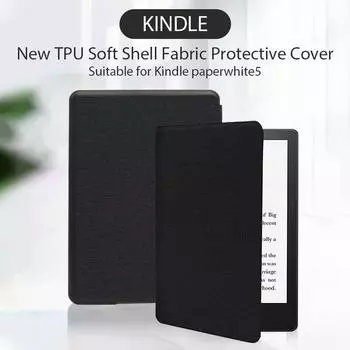 Защитный чехол ультратонкий TPU кожаный смарт-чехол 6,8 дюймов Folio Case для Kindle Paperwhite 5 11-го поколения 2024 Smart Cover чёрный