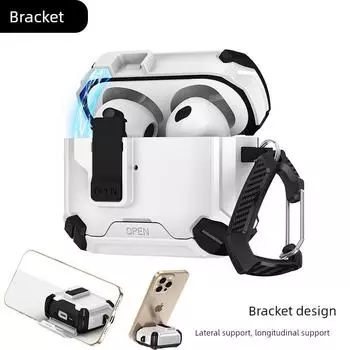 Защитный чехол Версия с шумоподавлением Чехол для наушников Pro Третье поколение Креативный Кронштейн для второй смены Магнитная адсорбция Ударопрочный Новинка Apple AirPods 4 White [no magnetic attraction]]