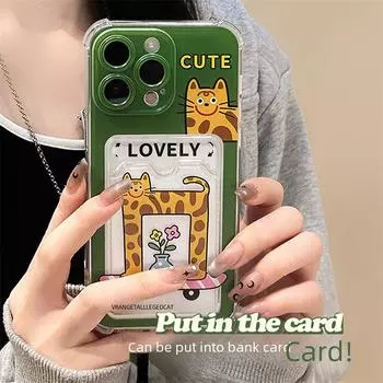 Защитный чехол Zhitai Cartoon для iPhone 13, 14, 15 Pro/Pro Max с держателем для карт iPhone 13 Pro Max