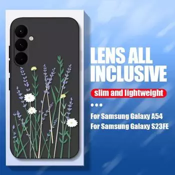 Защитный цветной чехол для объектива для iPhone 15 Pro Max 14 13 11 Samsung S24 S23 Ultra S23Fe A14 A34 A24 A52 A73 5G S10 Note 20, чехол с цветочным принтом Samsung S24
