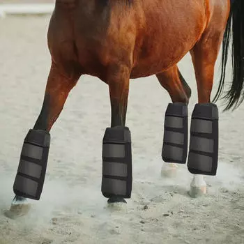 Защитный комплект из 4 предметов для ног лошади, прочный, дышащий, удобный S чёрный