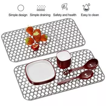 Защитный коврик для раковины Yousheng Складной нескользящий быстросохнущий полый силиконовый увеличенный сливной коврик сетка Защитный коврик для столешницы Кухонные аксессуары серый