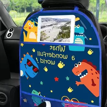 Защитный коврик для спинки сиденья с рисунком из мультфильмов для детей, симпатичный коврик для сиденья, чехол для защиты от царапин и пятен синий