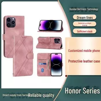 Защитный кожаный чехол с отделением для карт для смартфона Honor 60/80 Light purple with bracelet. Honor 60 Pro светло-фиолетовый