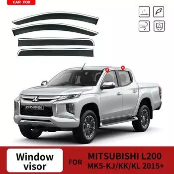 Защитный козырек для Mitsubishi L200 KJ 2015-2024 Аксессуары Дефлекторы Козырьки Защитный козырек от дождя Дверной козырек Вентиляционные шторки Вентиляционный козырек