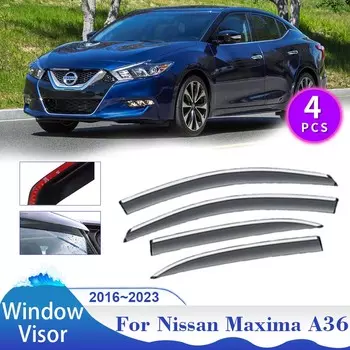 Защитный козырек для Nissan Maxima 8 A36 2016~2024 Навесы Боковые вентиляционные отверстия Дымозащитные чехлы Солнцезащитные щитки Аксессуары для дефлекторов прозрачный