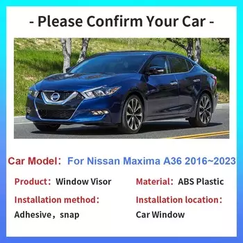 Защитный козырек для Nissan Maxima 8 A36 2016~2024 Навесы Боковые вентиляционные отверстия Дымозащитные чехлы Солнцезащитные щитки Аксессуары для дефлекторов прозрачный