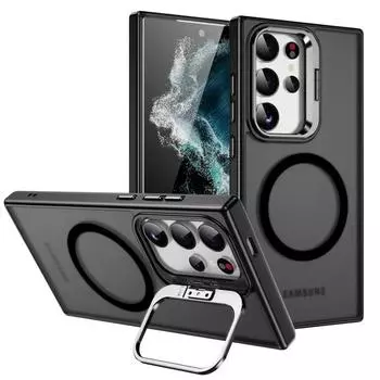 Защитный кронштейн для магнитной камеры, чехол для телефона Samsung Galaxy S24 Plus S24 Ultra S24Ultra, складной держатель-подставка, прозрачная противоударная задняя крышка Samsung S24 Ultra зелёный