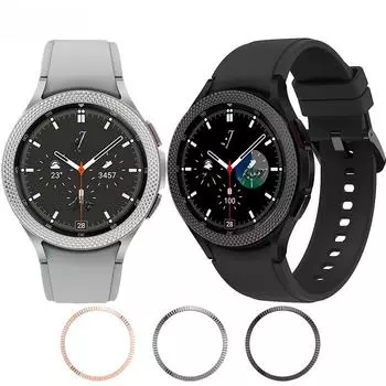 Защитный металлический безель Diamond Twill для Samsung Galaxy Watch 6/5/4 wave pattern bezel, 45mm чёрный