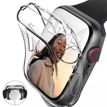 Защитный мягкий чехол-бампер из ТПУ для Apple Watch 10 9 8 45 мм 41 мм 44 мм 42 мм 46 мм полное покрытие для IWatch Ultra 7 SE 6 5 4 3 2 Series 4 5 6 SE 44MM прозрачный