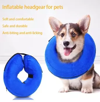 Защитный надувной ошейник для собак и кошек, мягкий елизаветинский ошейник для маленьких и больших собак, кошек, собак, конусы после операции, шея щенка XS синий