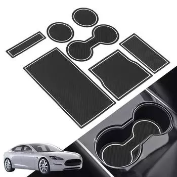 Защитный подстаканник Gate Slot Center, противоскользящий коврик для Tesla Model 3, автомобильные аксессуары для салона, коврик для консоли автомобиля чёрный