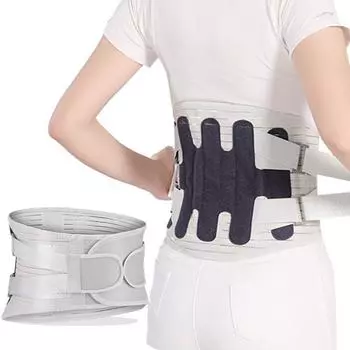 Защитный пояс из стальной пластины под давлением, дышащий спортивный защитный пояс, фиксированный пояс для поддержки талии для мужчин и женщин, защита для поясницы M серый