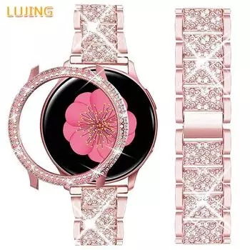 Защитный ремешок для Samsung Galaxy Watch 6, 5, 40 мм, 44 мм, металлический браслет для Galaxy Watch 4, 44 мм, 40 мм, ремешок с бриллиантами Galaxy watch 5 40mm серебряный