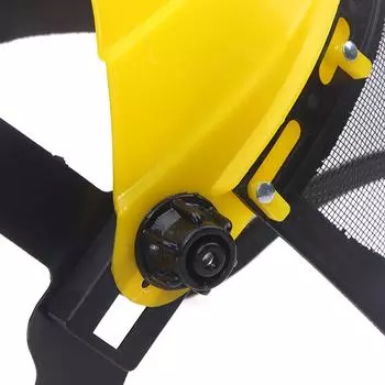 Защитный шлем для садового триммера с сетчатым кусторезом, закрывающим все лицо