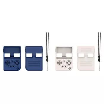 Защитный силиконовый чехол AU со шнурком для Anbernic RG35XX Plus (синий)