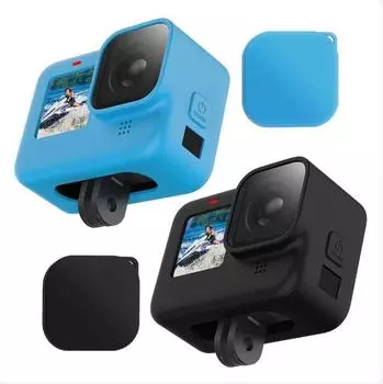 Защитный силиконовый чехол для GoPro Hero 11 10 9, черный закаленное стекло, защитная пленка для экрана, крышка объектива, аксессуар Go Pro