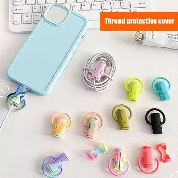 Защитный силиконовый чехол для зарядного кабеля. Износостойкий мультяшный дизайн. Защита от излома. Кабели для передачи данных. E