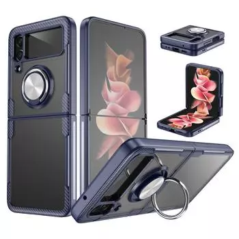 Защитный складной чехол против царапин для Samsung Galaxy Z Flip 4 5g Flip4 Flip3 Flip 3, противоударный чехол для Samsung Z Flip4 for Samsung Z Flip 4 синий