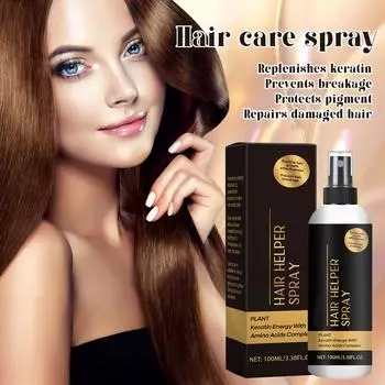 Защитный спрей-кондиционер для волос восстанавливает кератин, предотвращает ломкость волос и защищает от пигментации, 100 мл One size чёрный