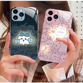 Защитный жидкий чехол против падения для Apple 12Mini, 11, 12, 13, 14, XS с дизайном светящегося кролика iPhone 13 Pro