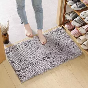 Зашифрованный шенилловый впитывающий нескользящий коврик для двери ванной комнаты 40*60 (2x thick, +0.7cm length) светло-фиолетовый