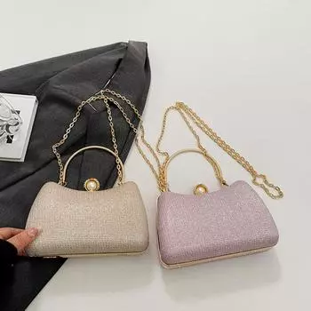 Застежка-кнопка вечерняя банкетная сумка металлическая ручка сверху дамская сумка клатч модная сумка через плечо для женщин золотой