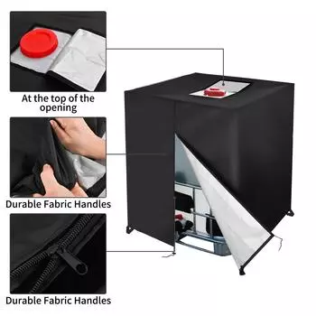 Застежка-молния IBC Tote 275 галлонов 1000 л Открытый резервуар для воды Защитная крышка(черный) Zipper black чёрный