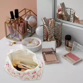 Застежка-молния Роза с бантом и принтом Хлопковая стеганая портативная легкая губная помада Карандаш для бровей S розовый