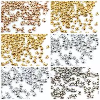 Застежка на конце, застежка для сумки ручной работы, застежка в форме полумесяца, аксессуары, материал «сделай сам» своими руками, 3/4/5 мм, золотисто-серебристая бусина 4mm 50pcs/set