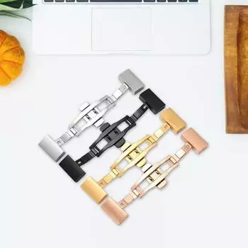 Застежка ремешка для часов, автоматическая, простая установка, двойной щелчок, развертывание бабочки, разъем для ремешка для часов для повседневного ношения 20mm чёрный