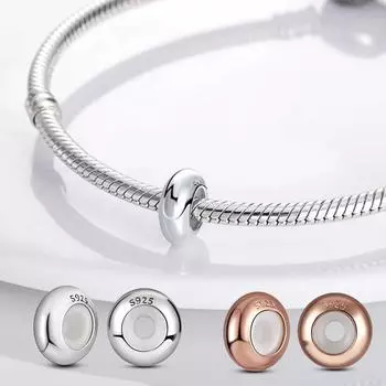 Застежка Серебряные Подвески Силиконовые Бусины-разделители Стерлингового Серебра 925 пробы Защитная Цепочка Подходит Ожерелье Браслет Ювелирные Изделия Женщины