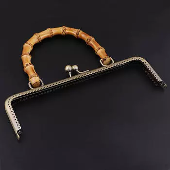 Застежка-стойка с бамбуковой ручкой для сумки ручной работы, кошелька своими руками - бронза, 25см